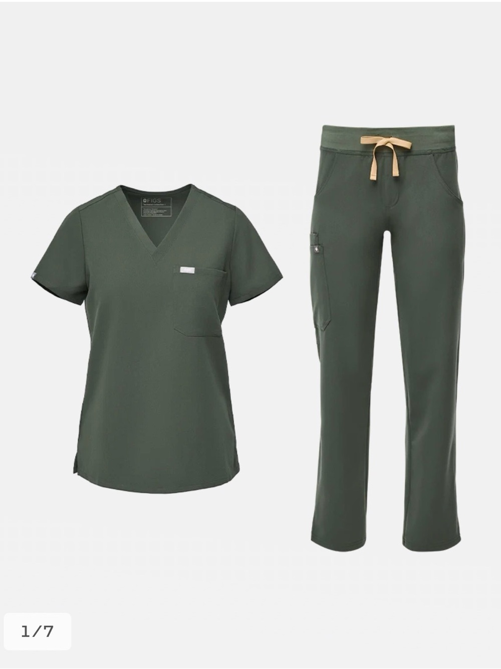 Figs Forrest Green Scrub Casma Top & Straight Leg Set Size: Small